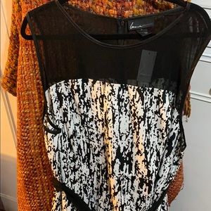 Lane Bryant Black and White Patterned Midi Dress